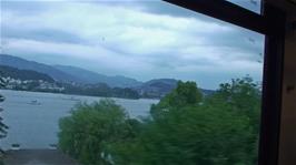 Lake Lucerne from the train as we approach Lucerne Verkehrshaus station